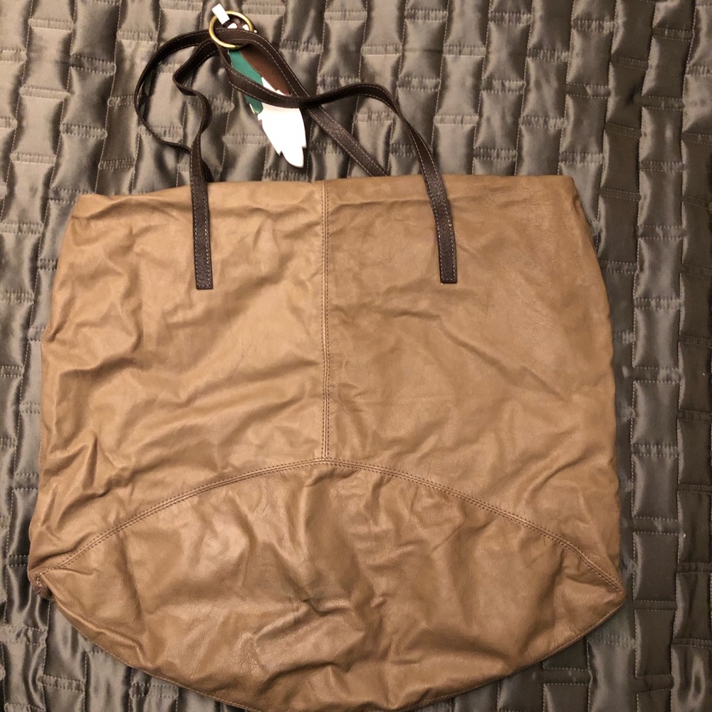Tylie Malibu Brown Leather Tote with Dark Brown Straps